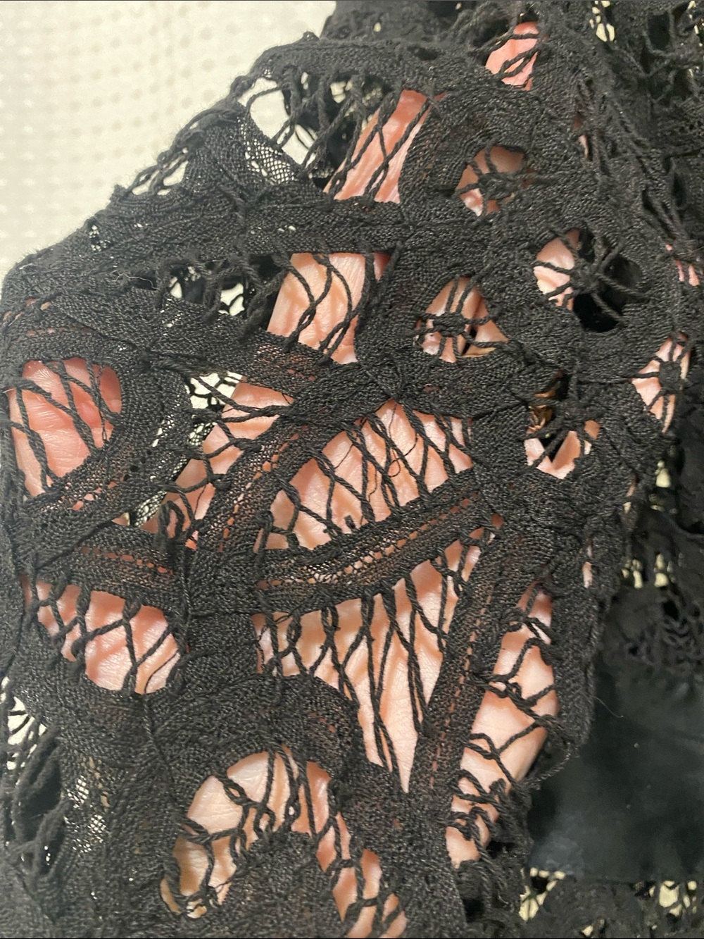 Vintage Betsey Johnson New York Black Lace Long Sleeve Bow-Waist Top - Picture 6 of 15
